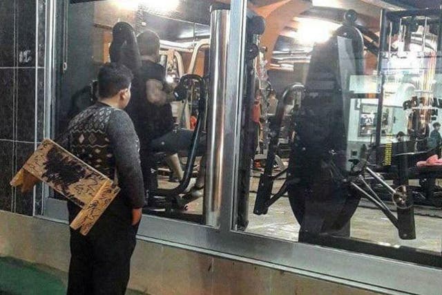 Mohammed Khaled was spotted looking through the window of a gym in southern Turkey