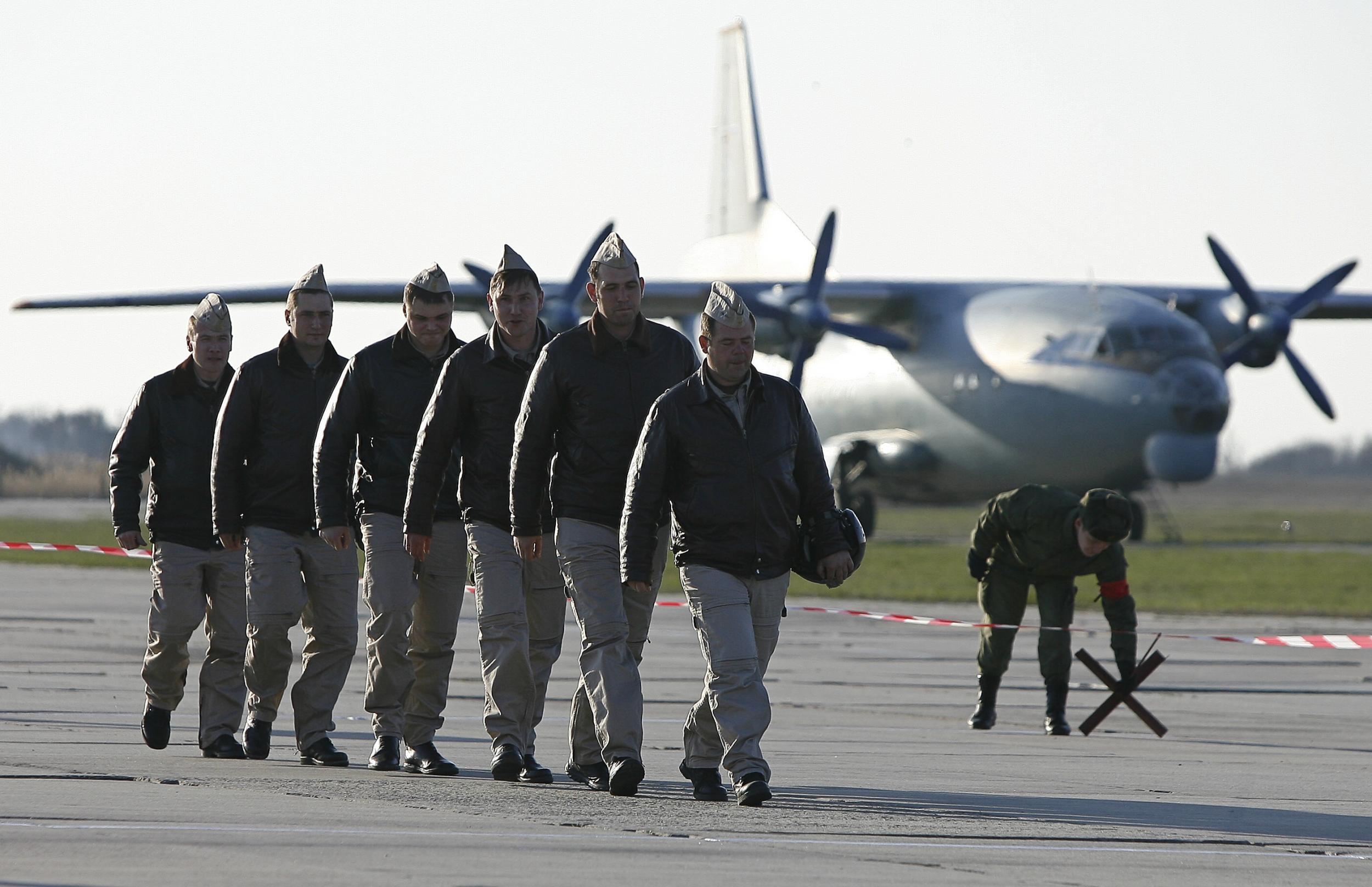 Russian air force pilots at Khmeimim air base, Syria