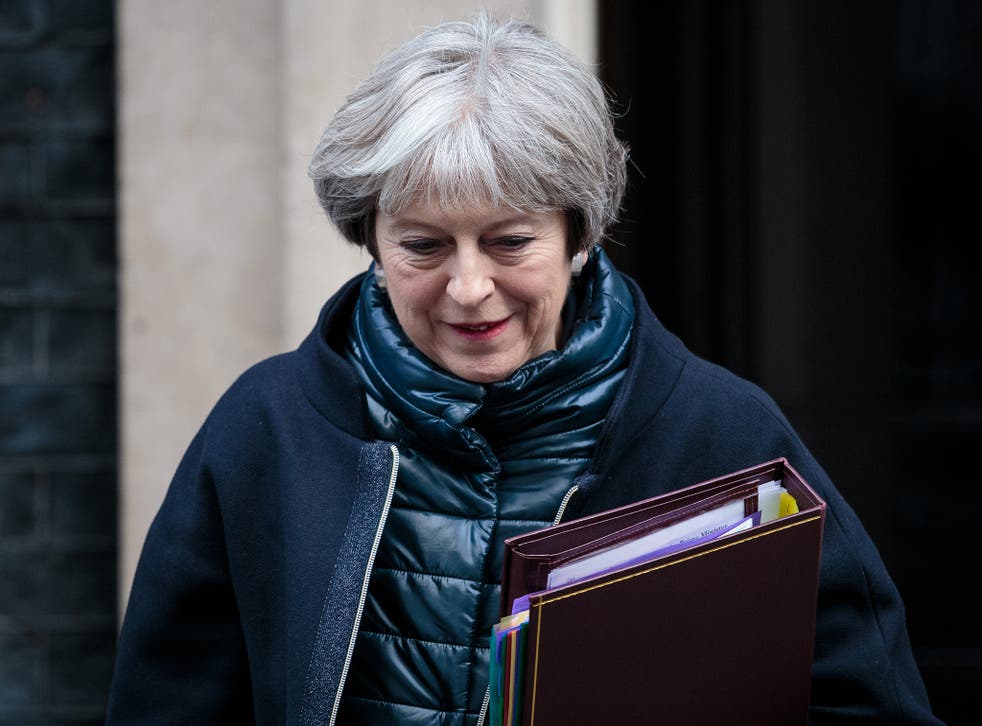 Theresa May leaves Downing Street ahead of Prime Minister's Questions