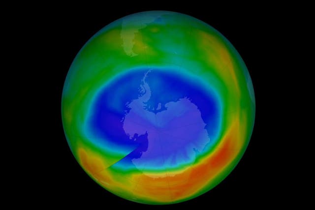 Using measurements from NASA's Aura satellite, scientists studied chlorine within the Antarctic ozone hole over the last several years, watching as the amount slowly decreased.