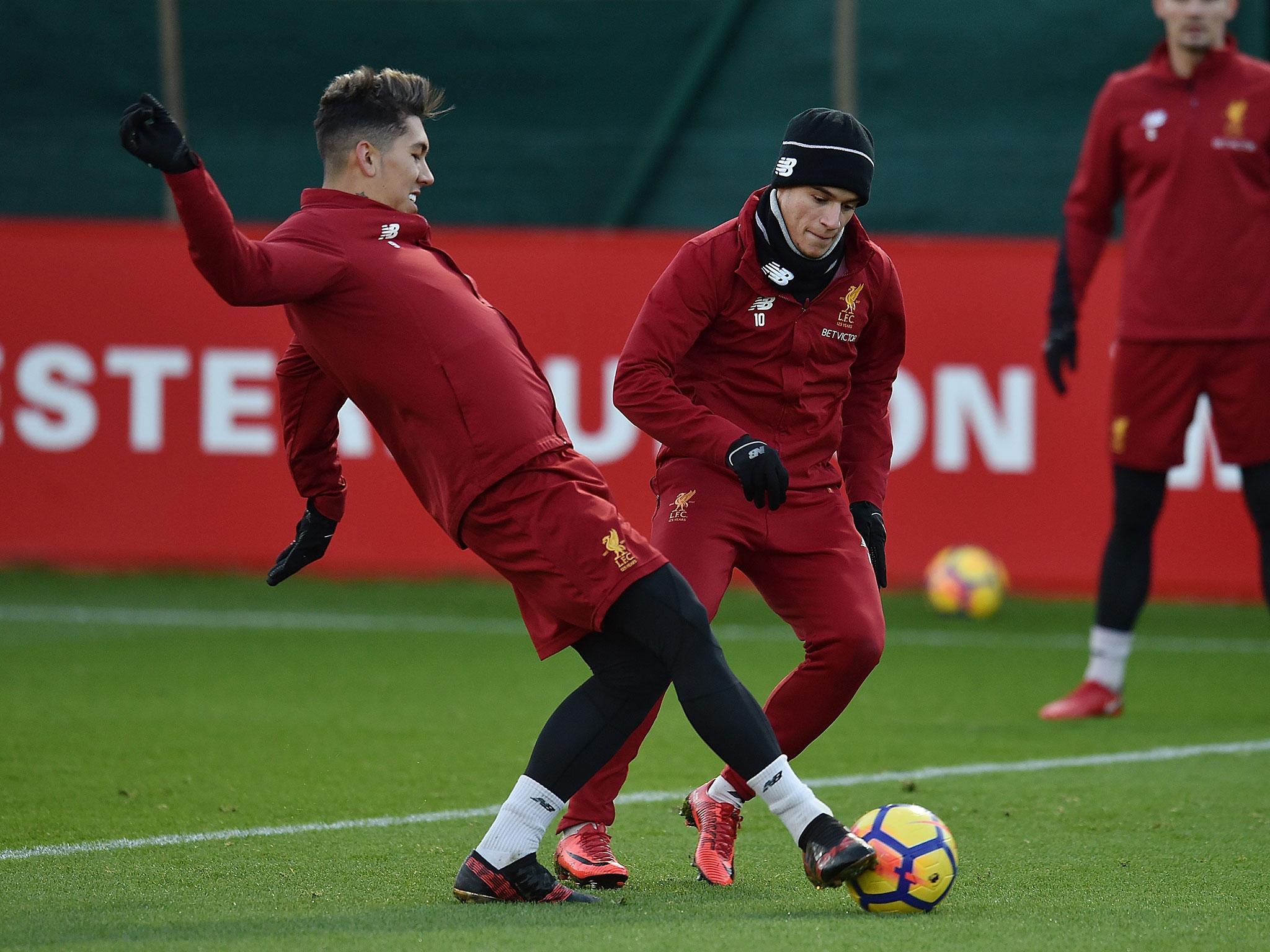 The pair in training together at Liverpool