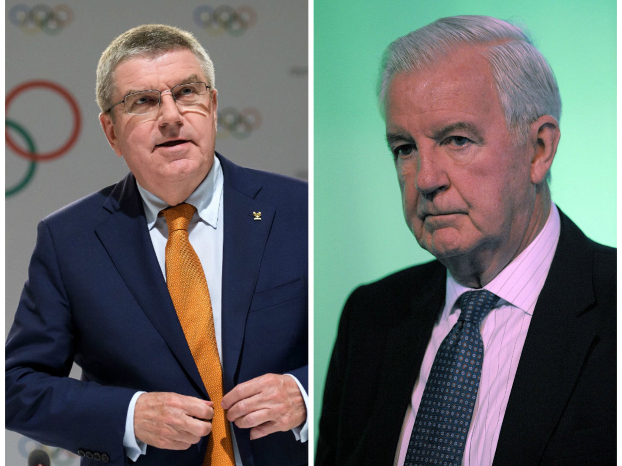 Thomas Bach, head of the IOC, and Craig Reedie, head of Wada