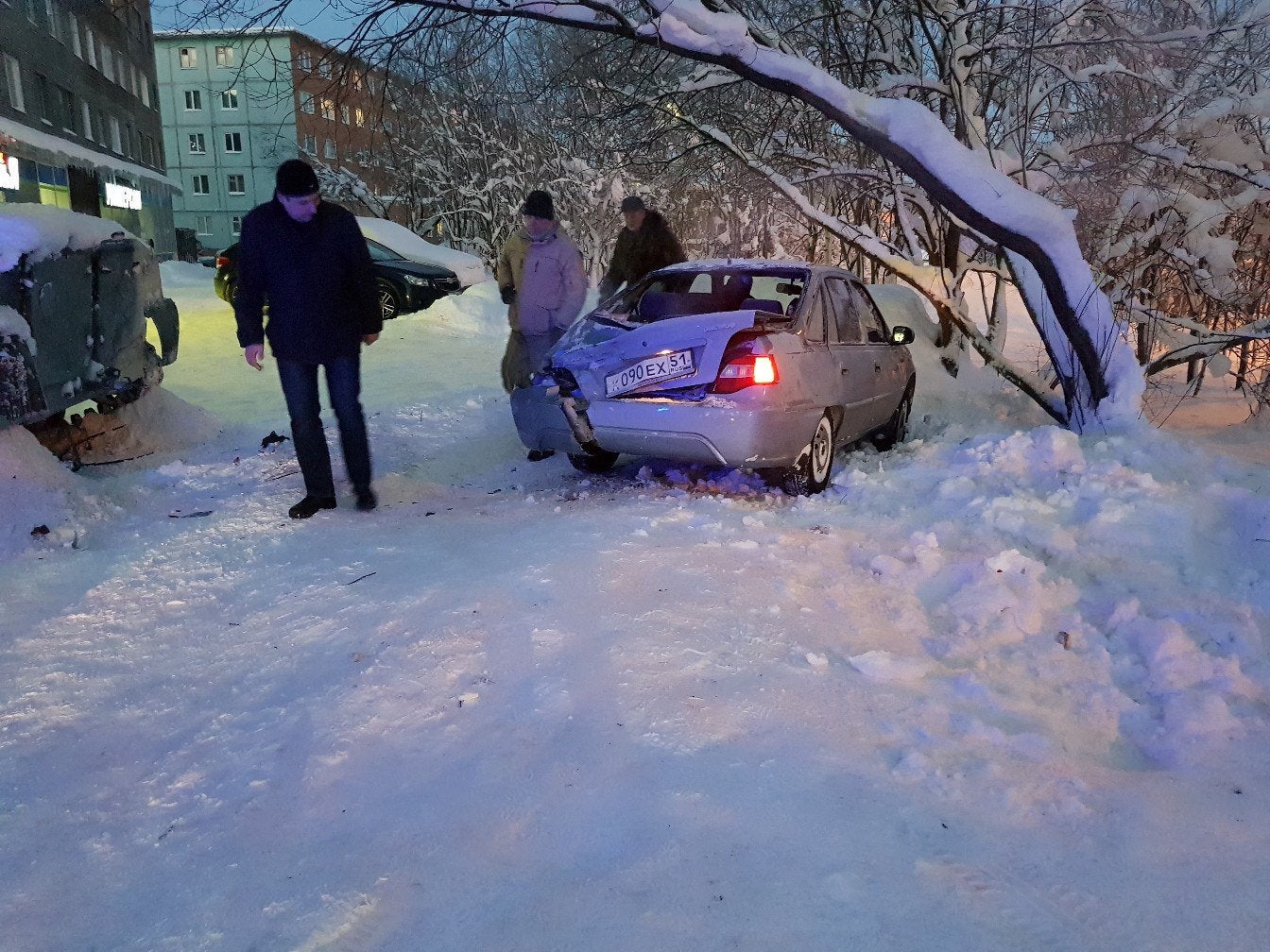 A Daewoo car was crushed during the rampage