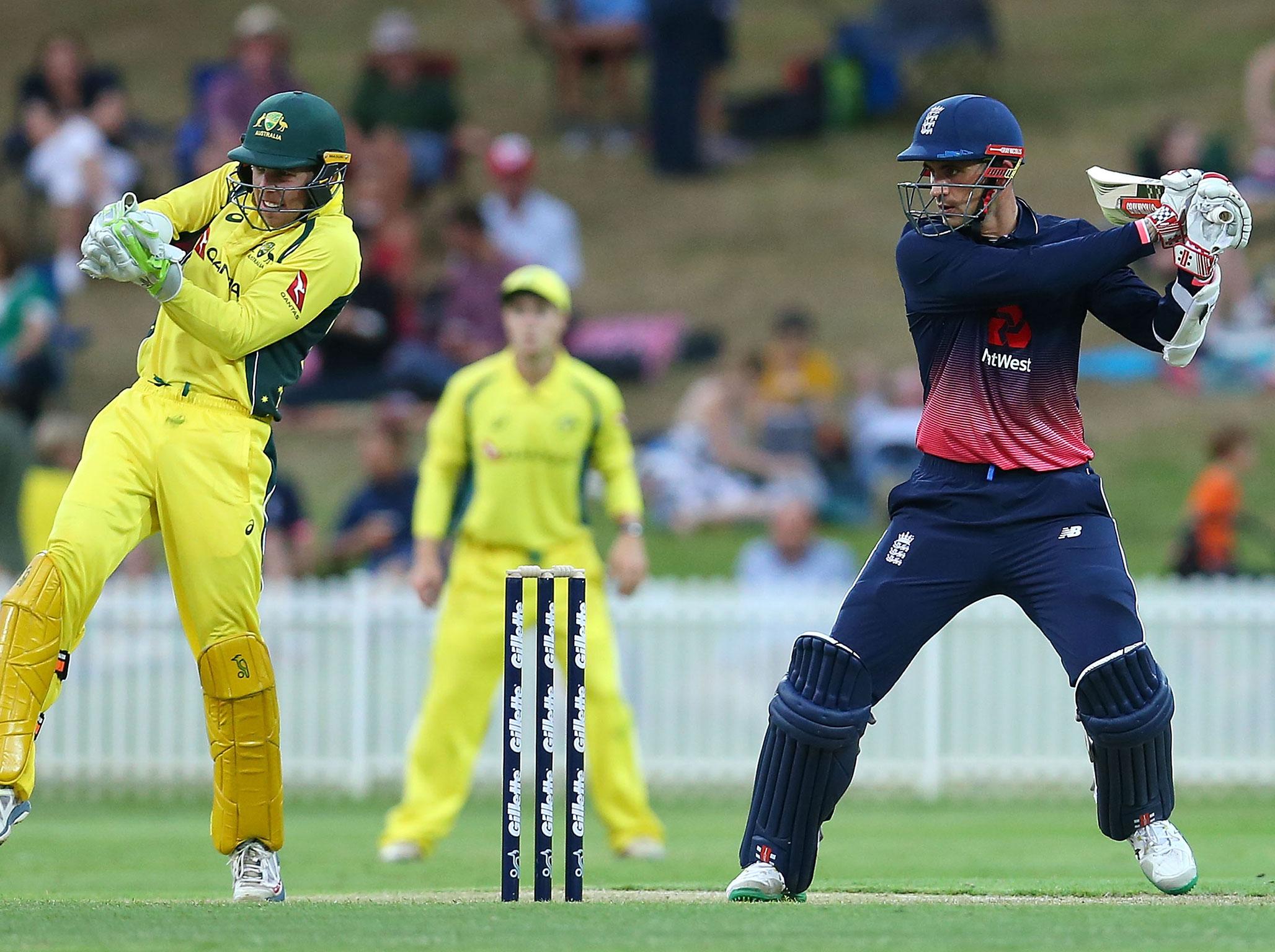 
Hales in action for England against an Australia XI this winter 