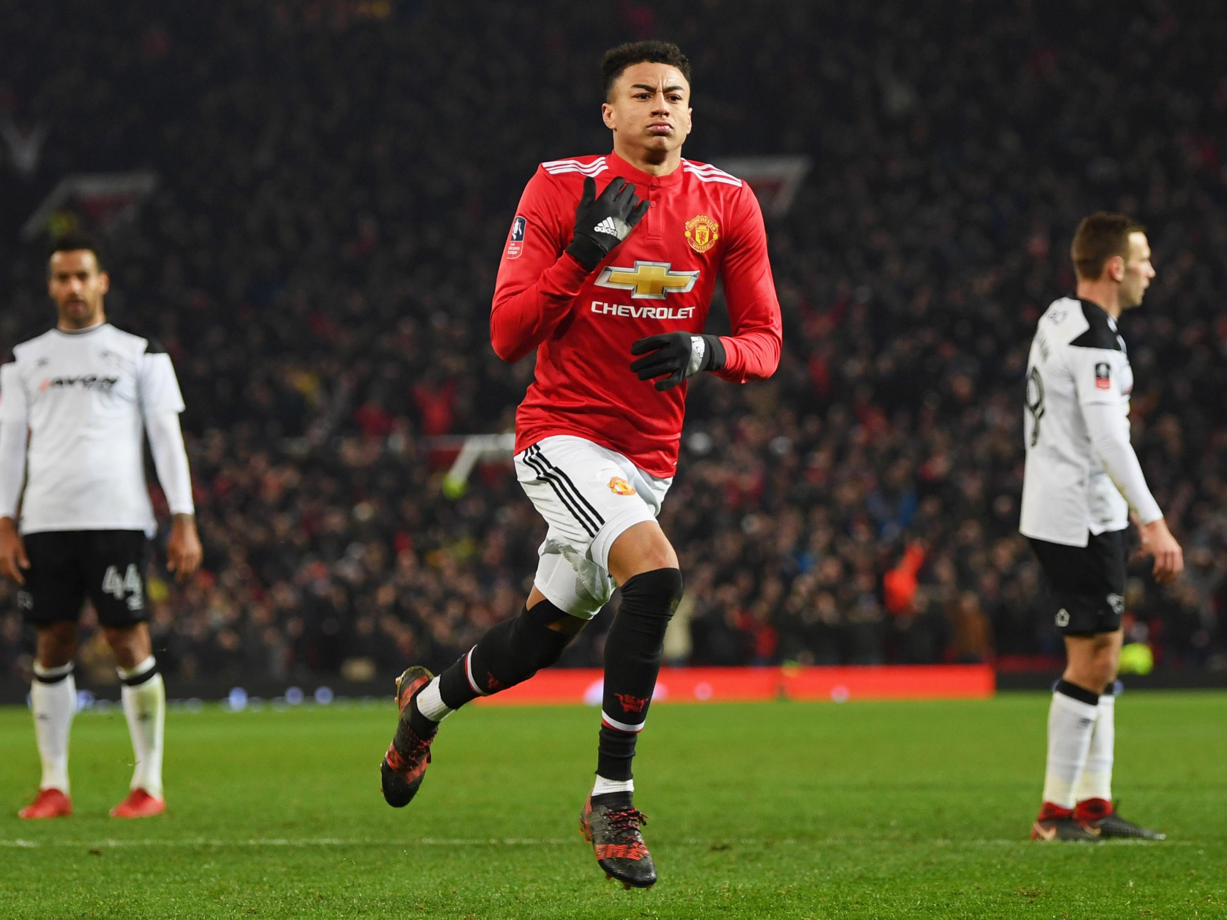 Jesse Lingard scored as Manchester United beat Derby in the third round