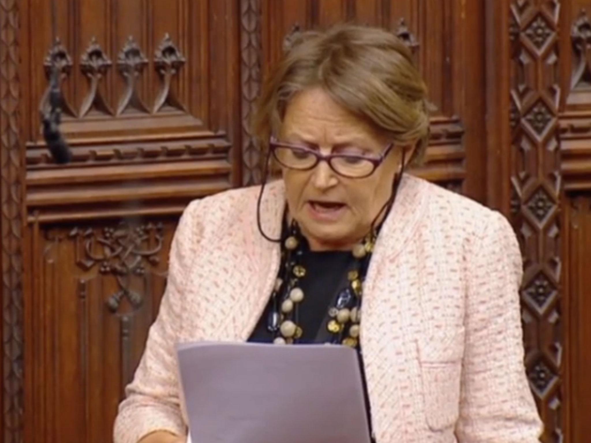 Baroness Jenkin repeated the phrase while decribing the abuse of a Conservative candidate at the general election