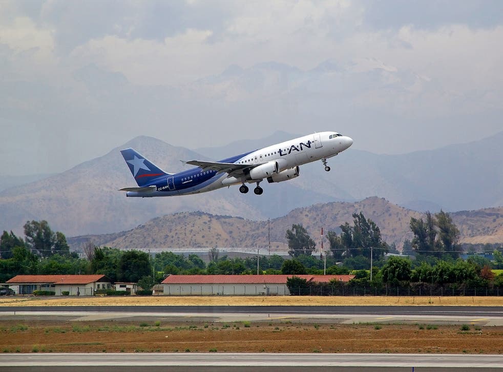 Lan Airlines airbus A320 in Santiago airport