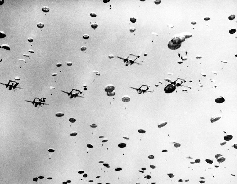 US 187th Airborne Regimental Combat Team ducking out during the Korean war