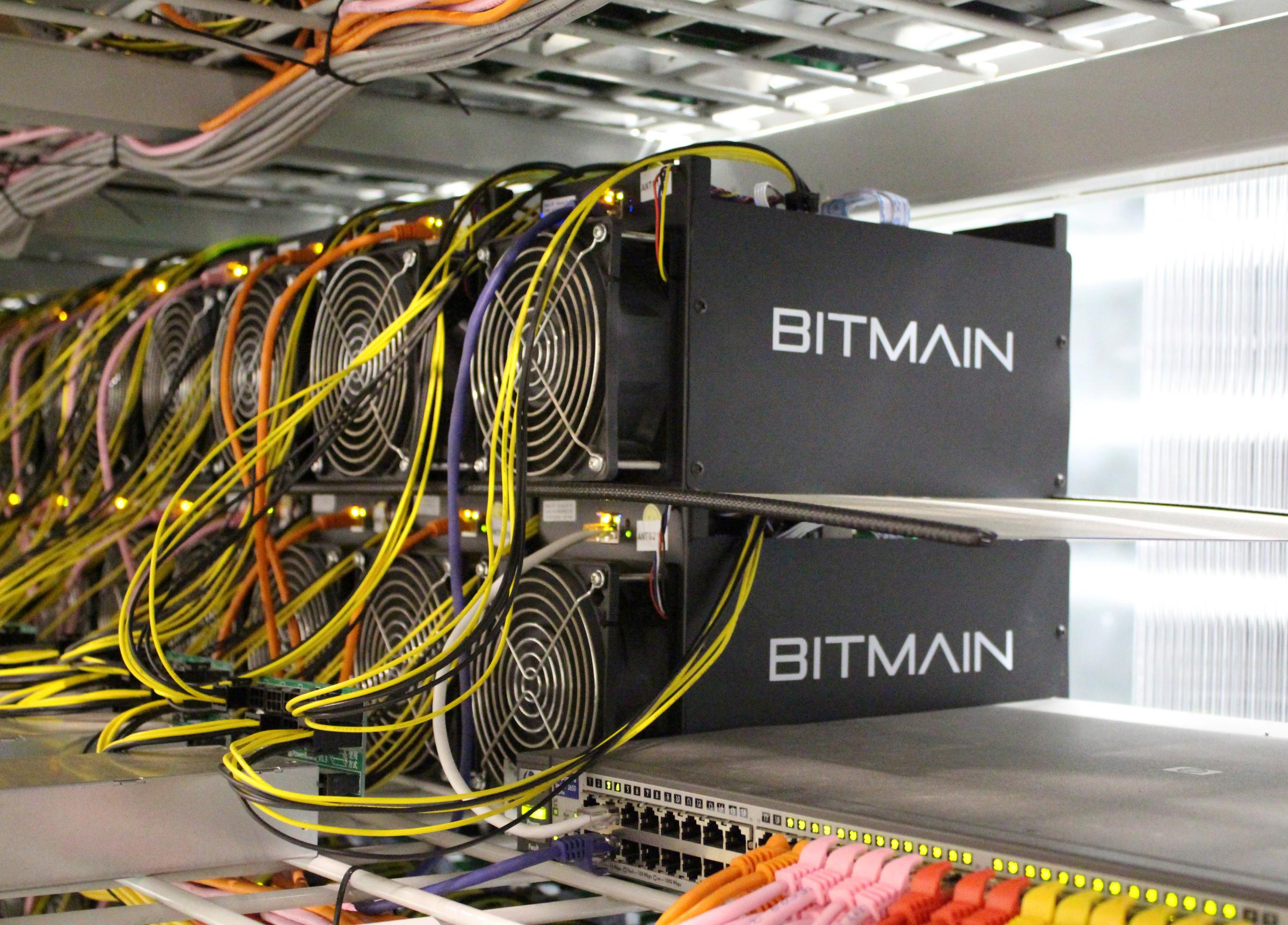 Bitcoin mining computers are pictured in Bitmain's mining farm near Keflavik, Iceland