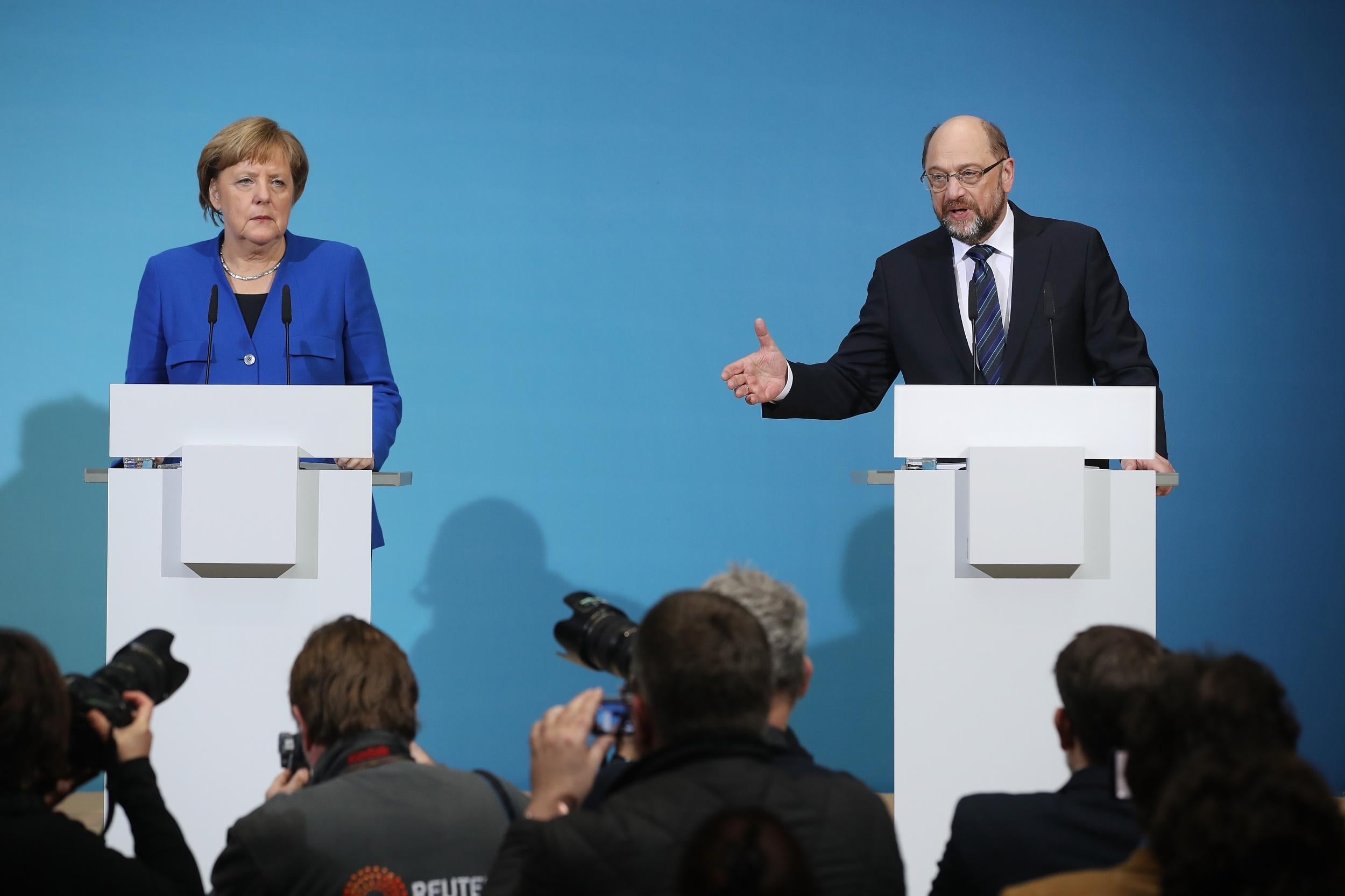 Chancellor Merkel and SPD leader Martin Schulz signalled that preliminary talks were a success, and that they will likely soon begin negotiations