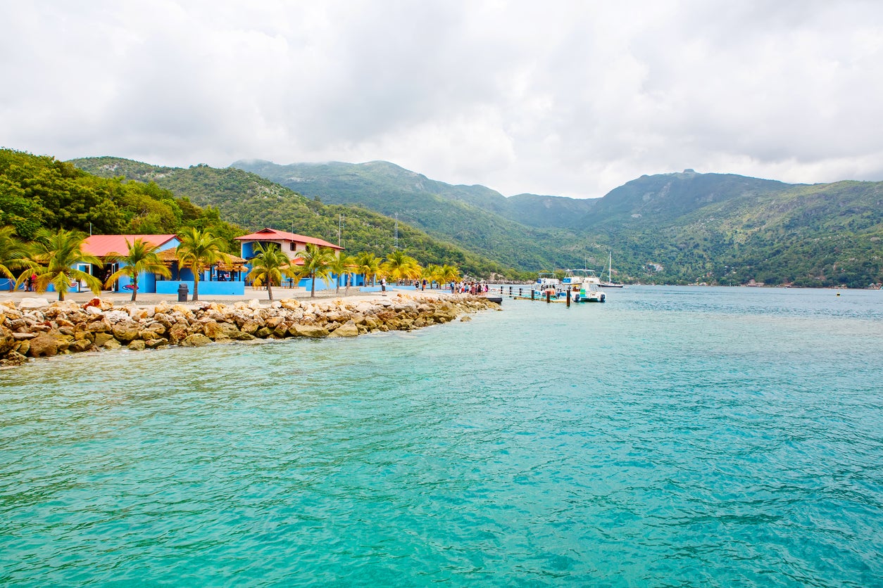 Azure waters around Labedee island in Haiti