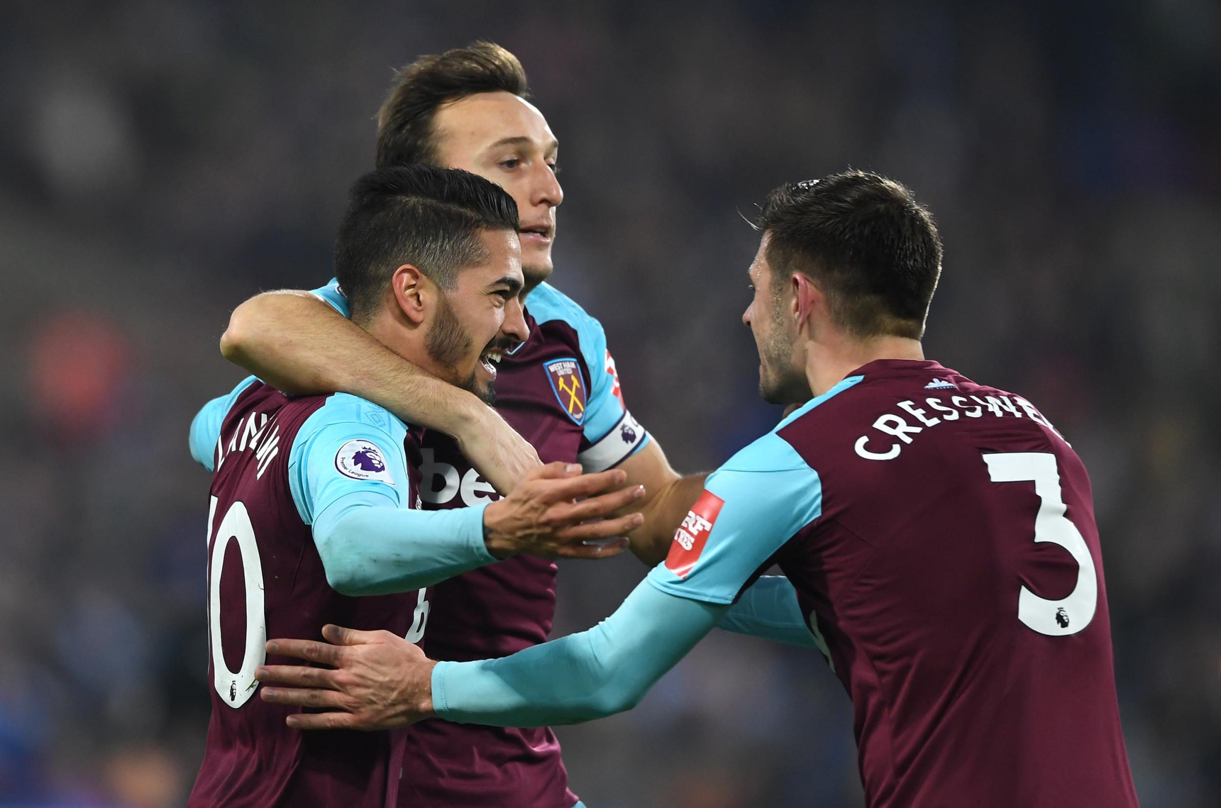 Manuel Lanzini scored twice as West Ham saw off Huddersfield with ease