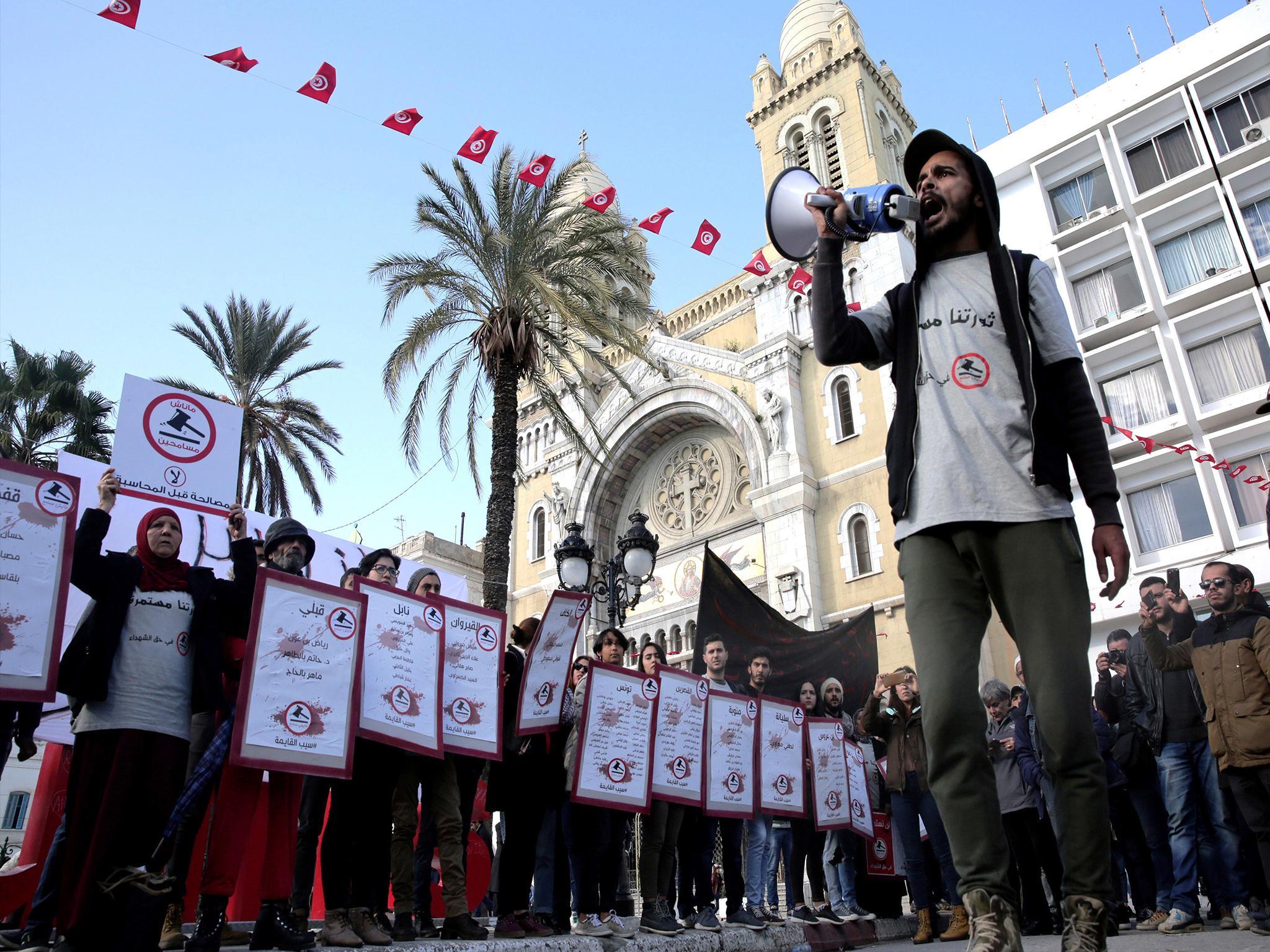 Demonstrators say they are frustrated with the six governments whom have served since President Ben Ali was ousted in 2011