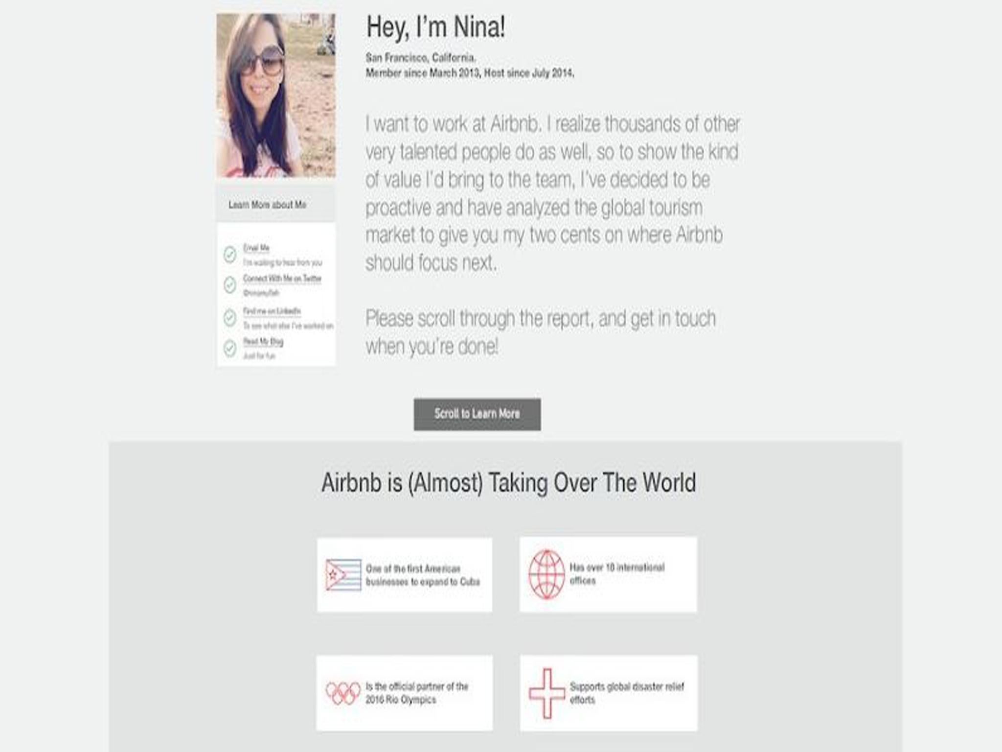 Mufleh has used her website to show her passion for the company Nina4airbnb.com