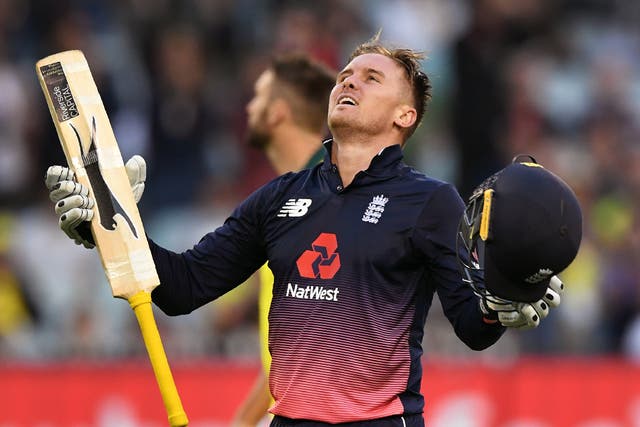Jason Roy scored 180 as England won the opening ODI against Australia by five wickets