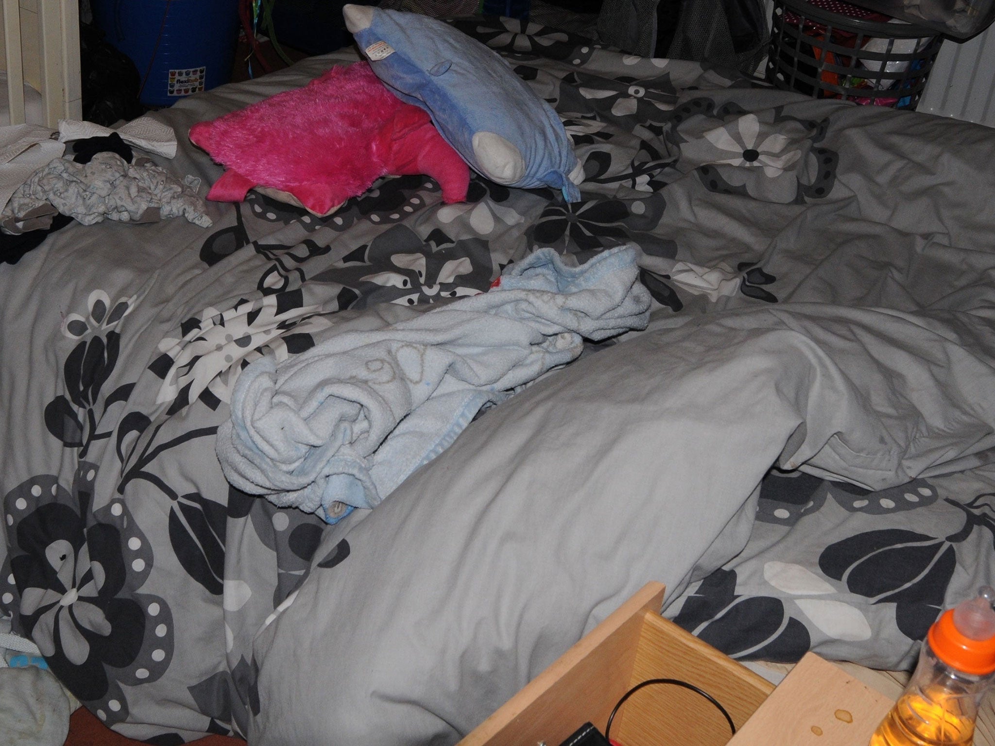 The double bed where Poppi Worthington was placed at the time of her collapse on 12 December 2012
