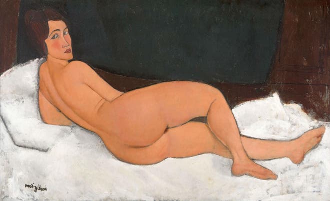Amedeo Modigliani’s ‘Nude’ 1917 (detail) is on show at Tate Modern (Private Collection)