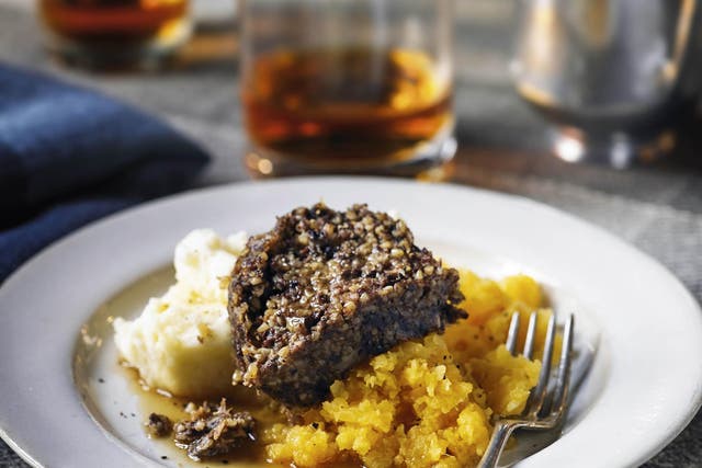 The main event: haggis is served with a dram of single malt whisky
