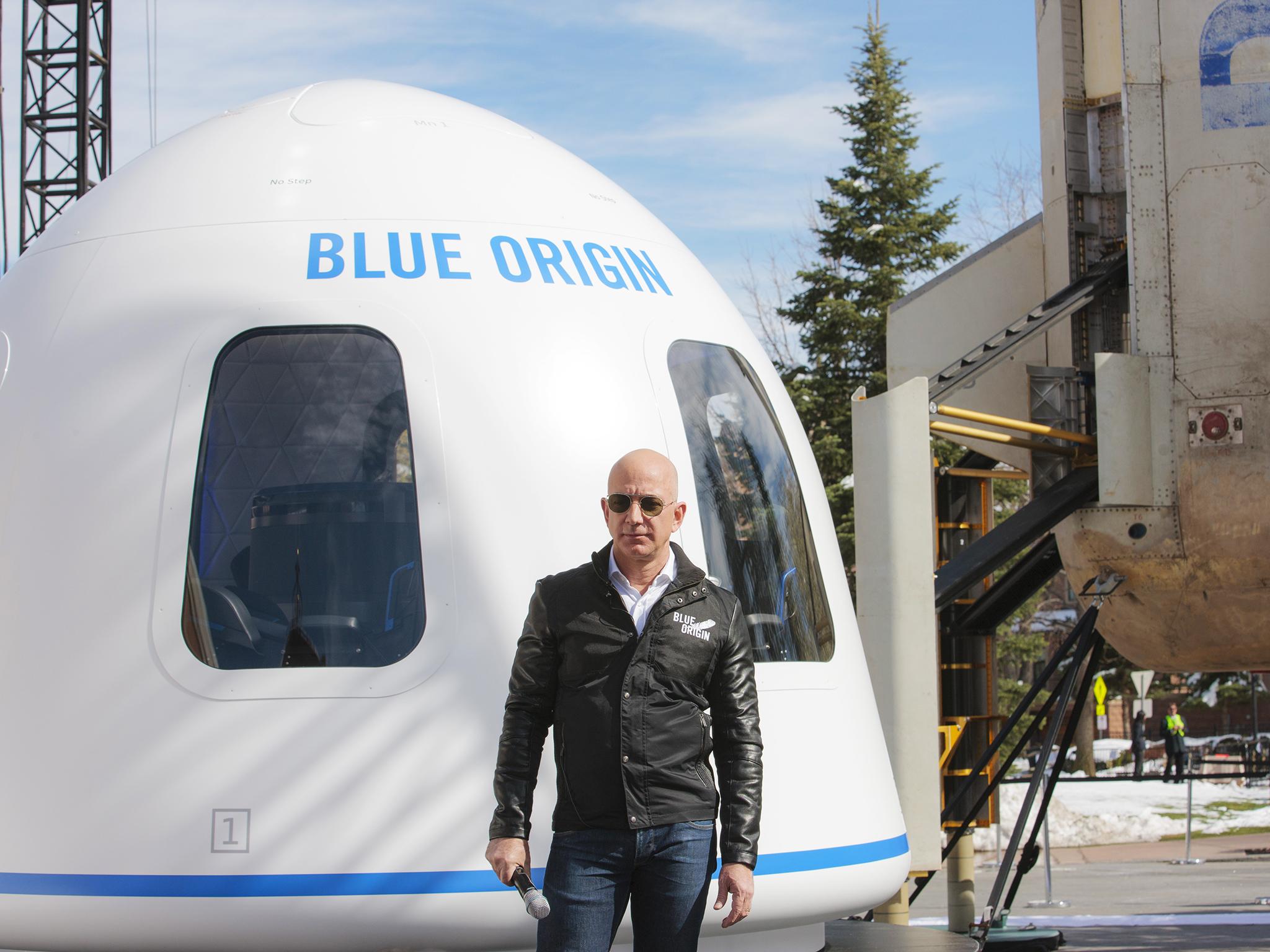 Star man: Bezos has been reinvesting money he made at Amazon since he started his space exploration company Blue Origin more than a decade ago