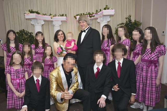 David and Louise Turpin with their 13 children at a wedding chapel