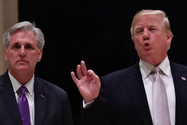 House Majority Leader Kevin McCarthy, left, has formed a close allegiance with Donald Trump