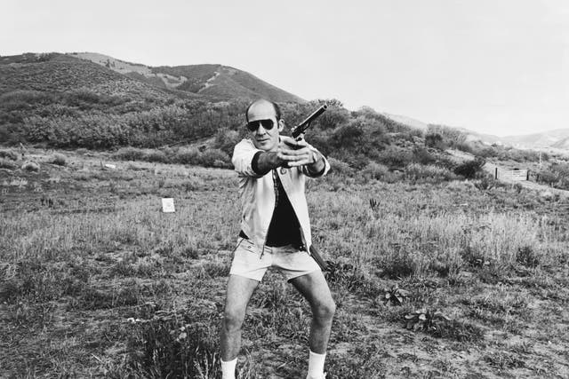 Shooting star: Thompson aims his Magnum on his ranch near Aspen, Colorado, in 1976