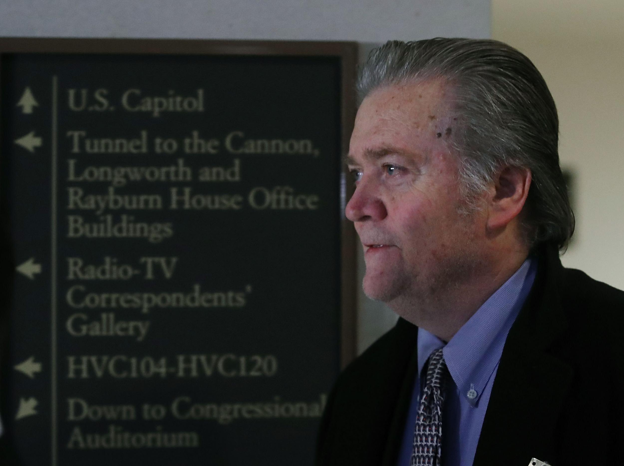 Steve Bannon, former advisor to President Trump, arrives at a House Intelligence Committee closed door meeting
