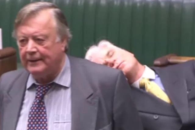 Sir Desmond Swayne was caught on camera slumped on the green benches during Ken Clarke's speech