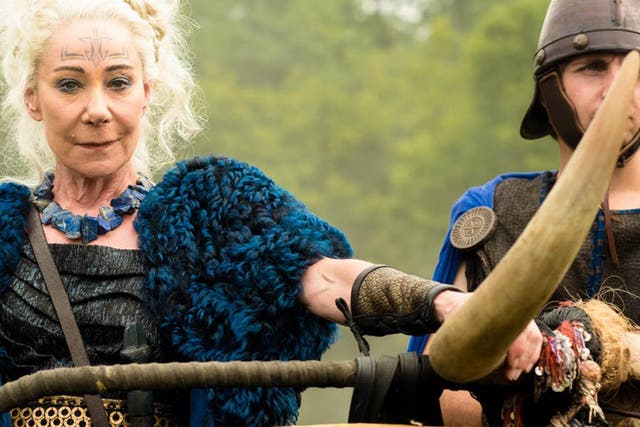 Chariots of ire: Celtic queen Antedia, played by Zoe Wanamaker, rides into battle in ‘Britannia’