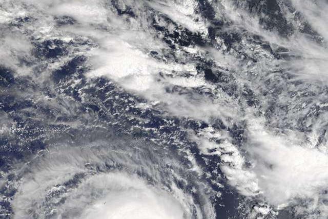 An aerial image of the cyclone heading towards Mauritius