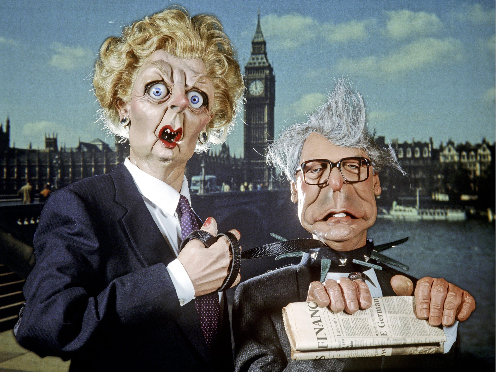 Margaret Thatcher and John Major depicted in the Eighties show?‘Spitting Image’?(Rex)
