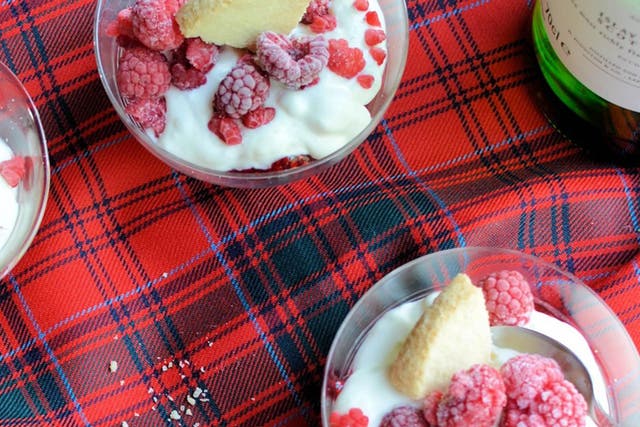Whisk it up: Layer cream, raspberries, oats and whisky for pudding