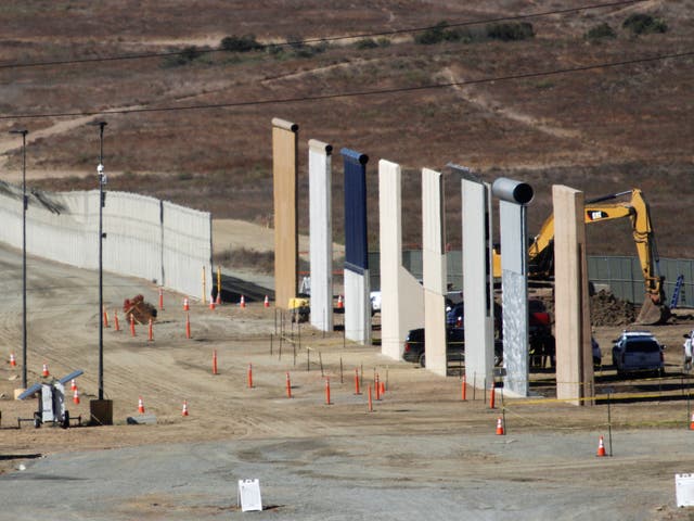 Prototypes for US President Donald Trump's border wall with Mexico are shown near completion