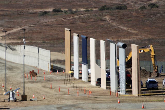 Prototypes for US President Donald Trump's border wall with Mexico are shown near completion