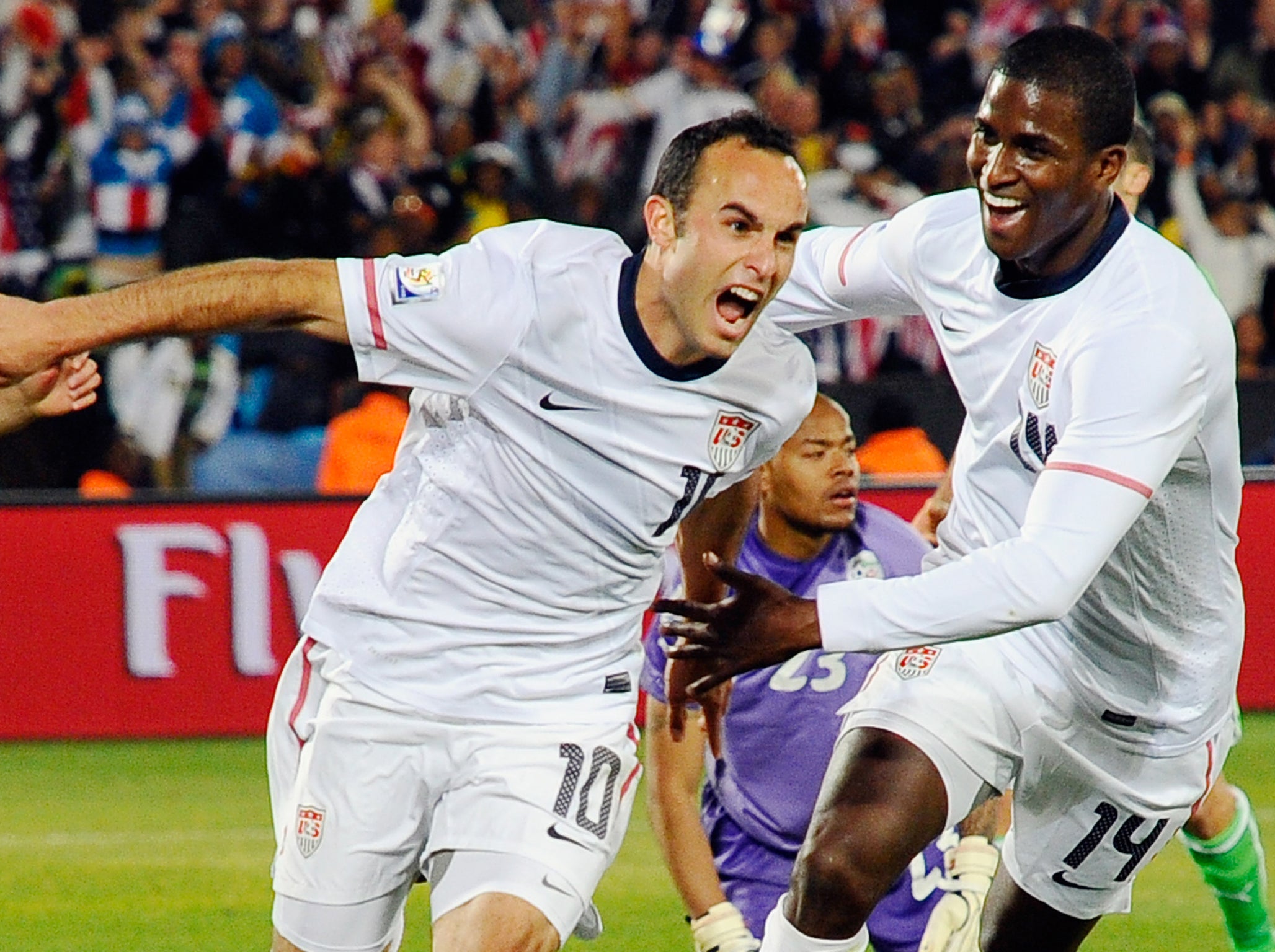 Donovan celebrates *that* goal against Algeria, in 2010