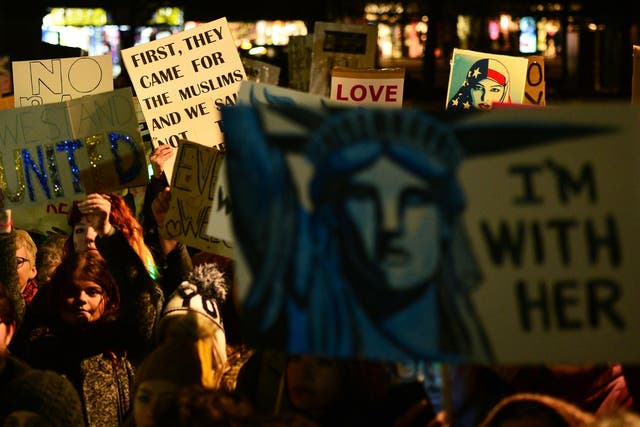 London was one of many cities around the world that saw protests against the travel ban