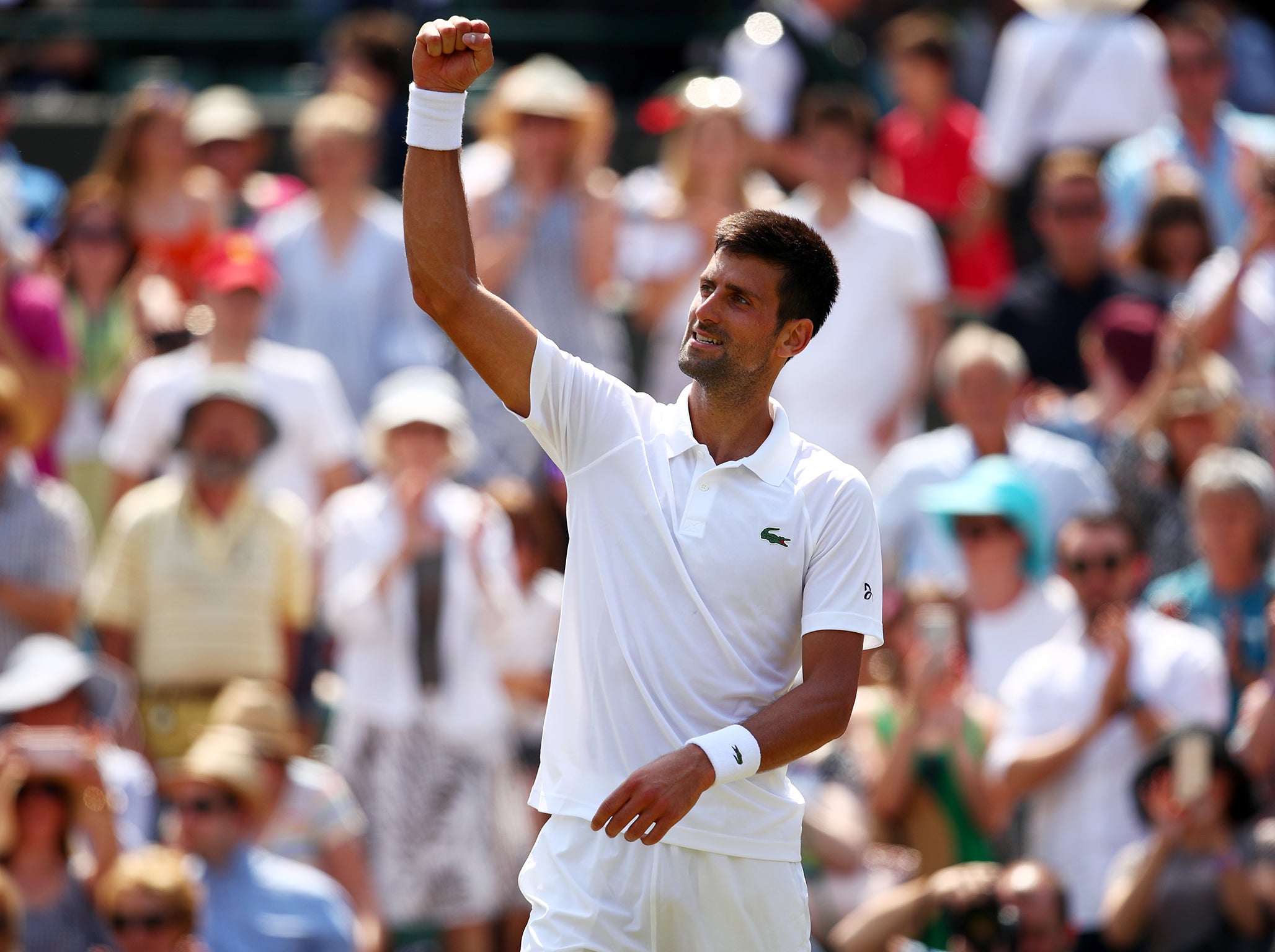 Novak Djokovic raises the clenched fist