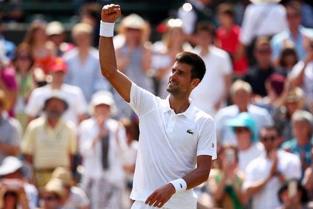 Novak Djokovic raises the clenched fist