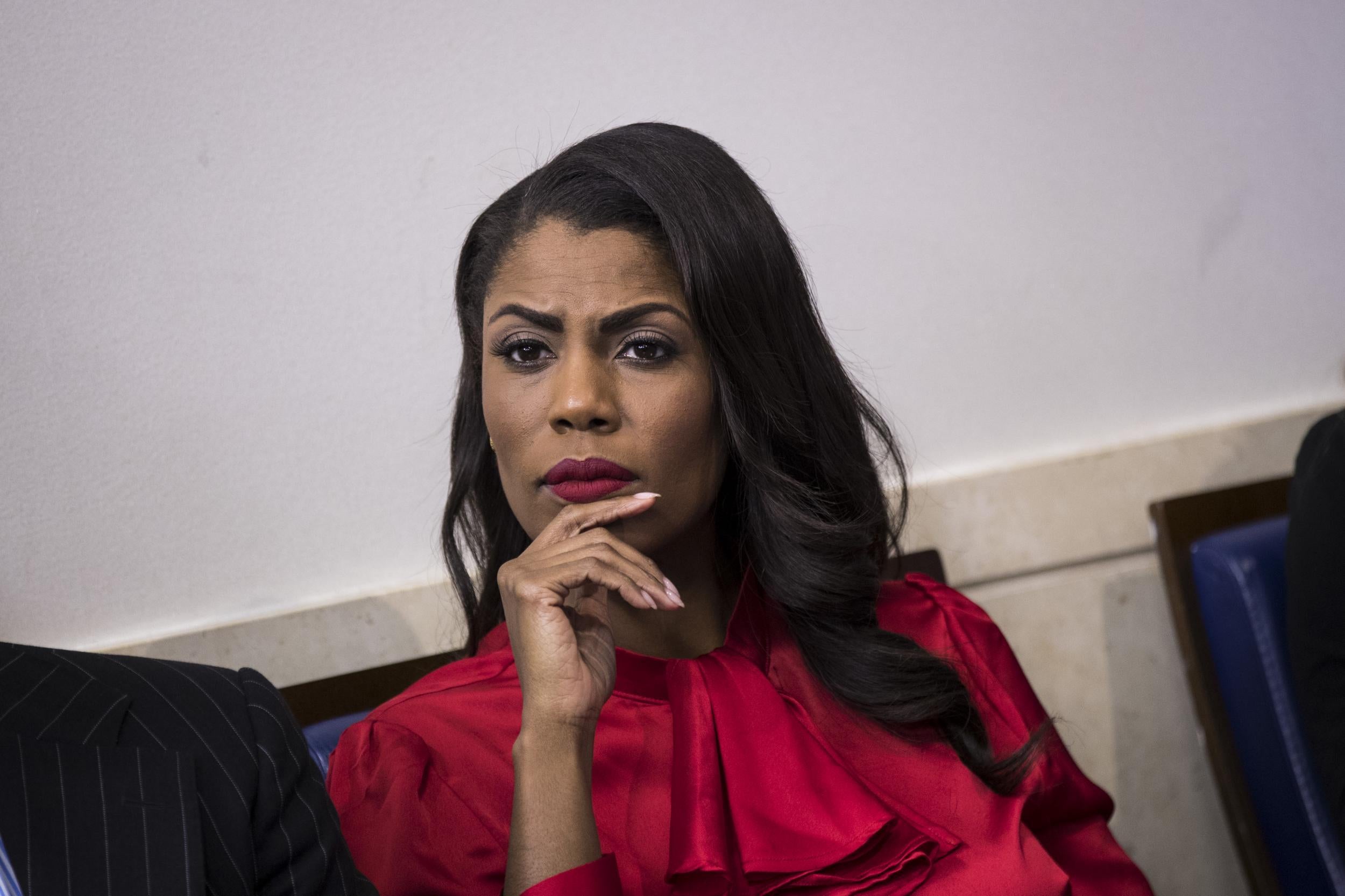 Director of Communications for the White House Public Liaison Office Omarosa Manigault listens during the daily press briefing at the White House