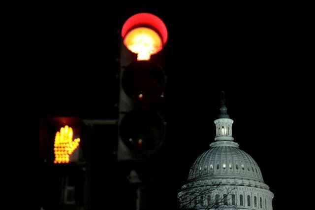 The US Capitol is seen shortly after beginning of the government shutdown in Washington
