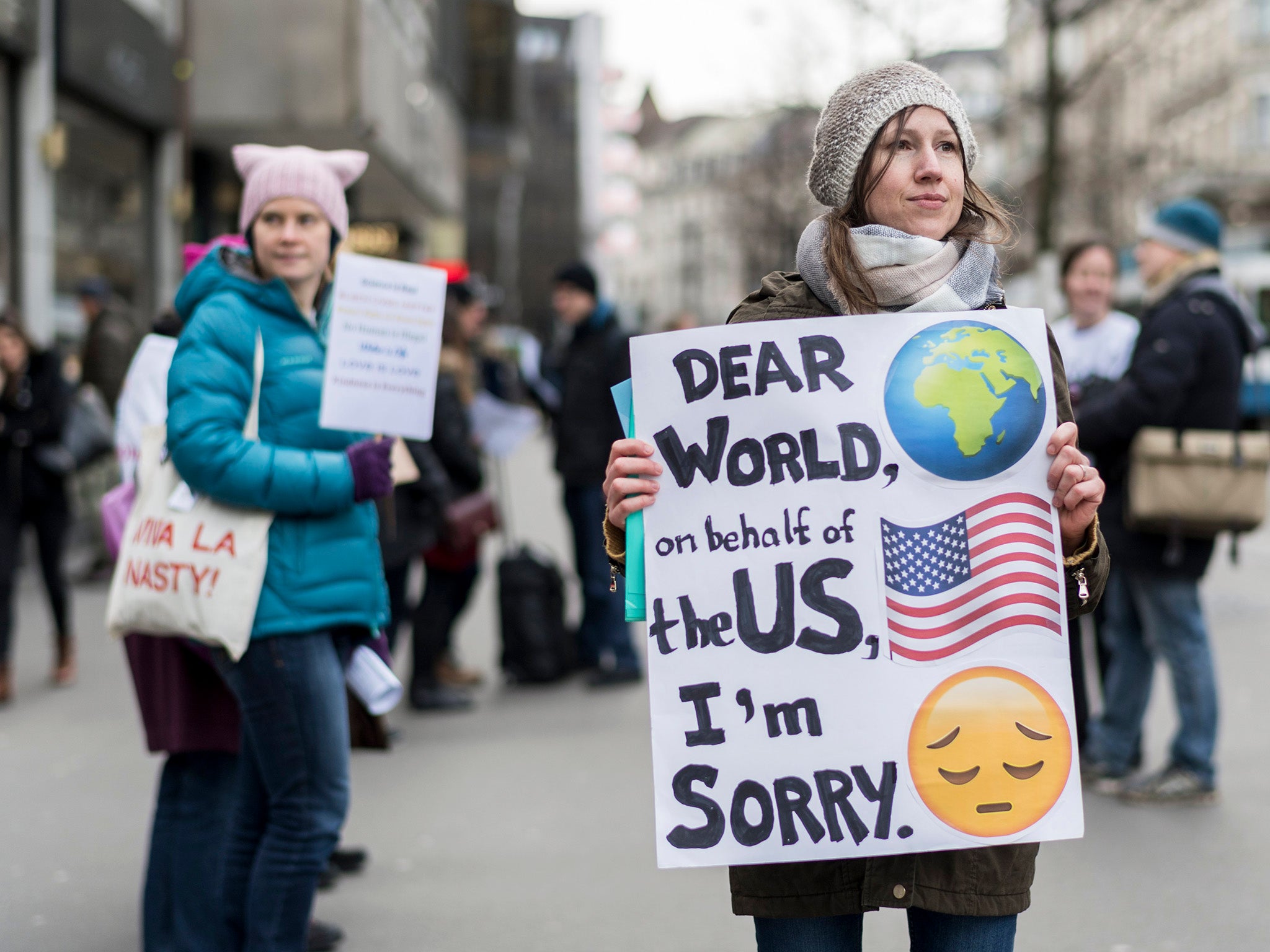 Marches are happening all over the world, including this one in Zurich, Switzerland