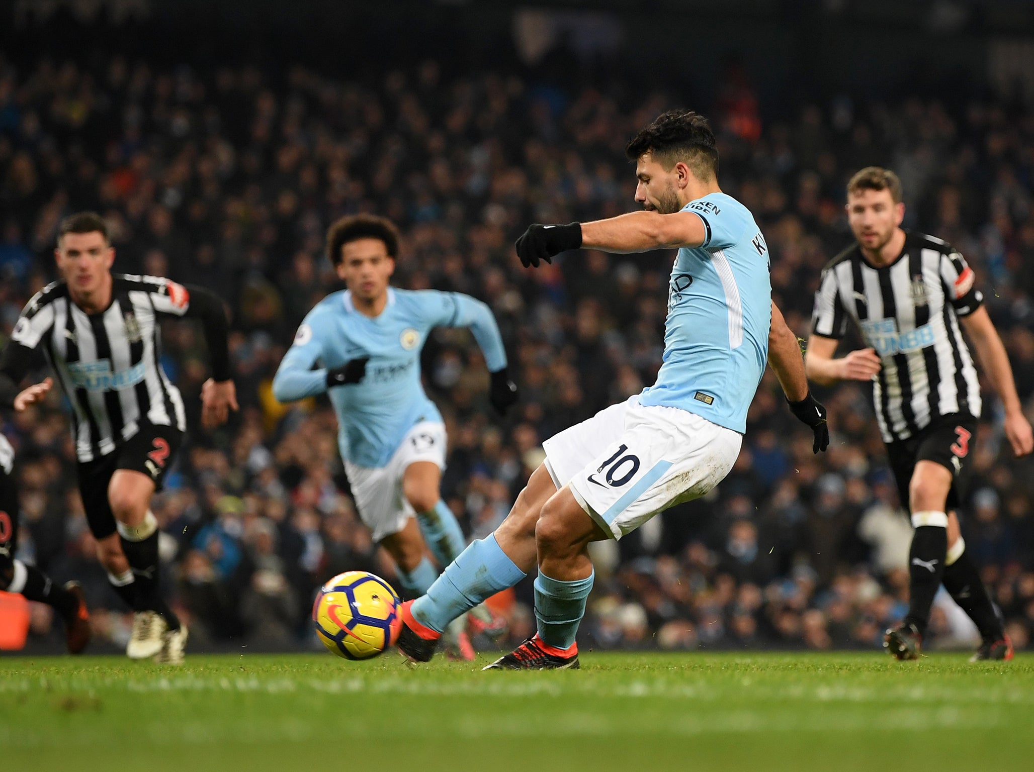 Aguero scored his second from the penalty spot