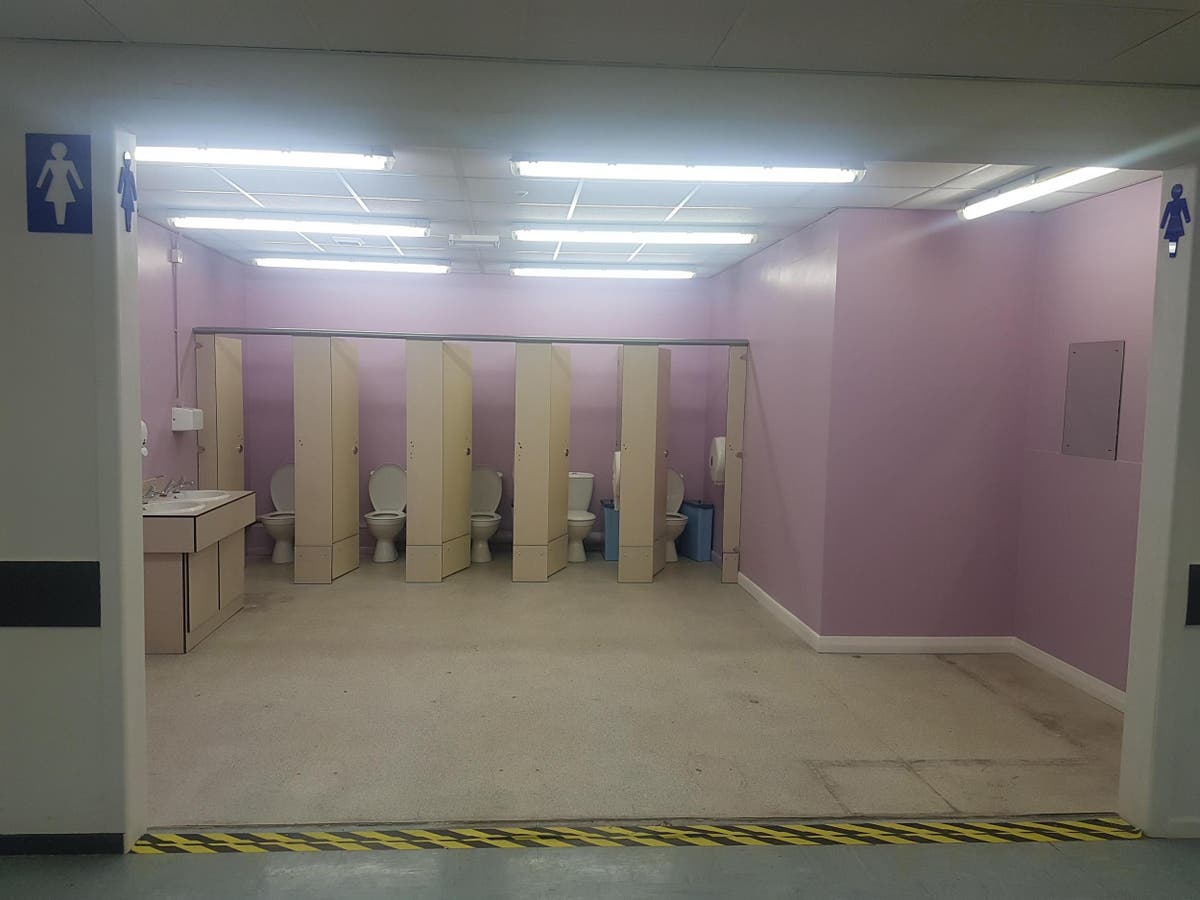 School Toilet - Parents keep children at home in protest after school removes wall from  front of girls' toilets | The Independent | The Independent