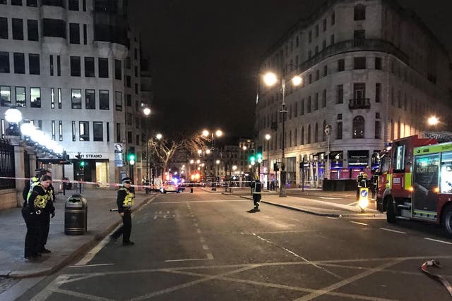 The scene at The Strand after a gas leak forced the evacuation of 1,450 people from a nightclub and a hotel and closed Charing Cross station in central London