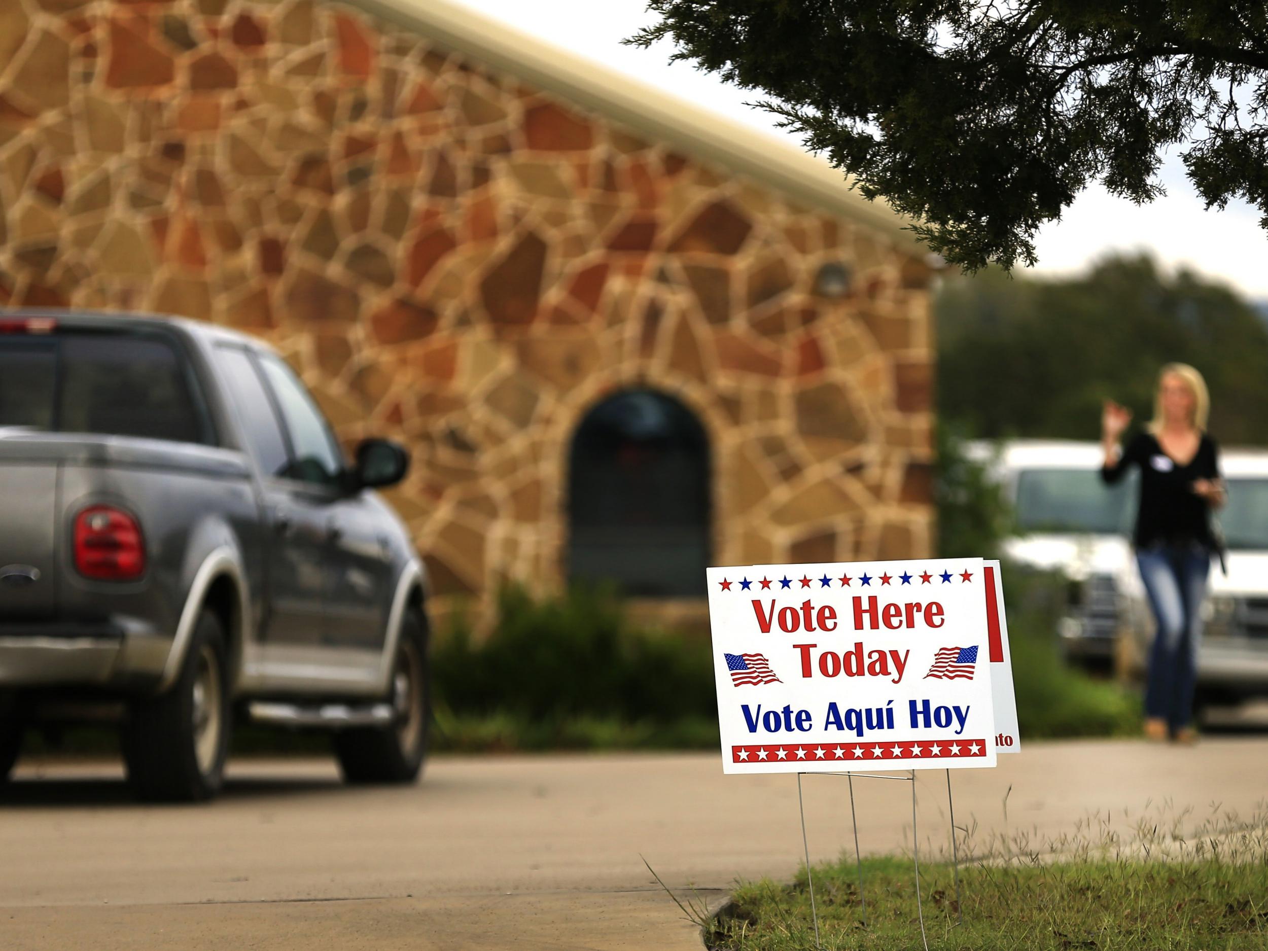 Voters arrive at a polling station in Brock, Texas, to cast their ballots in the November 2016 presidential election