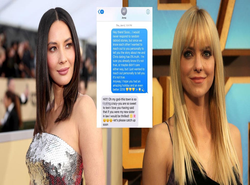 Olivia Munn Texted Anna Faris To Say She S Not Dating Chris Pratt Indy100 Indy100