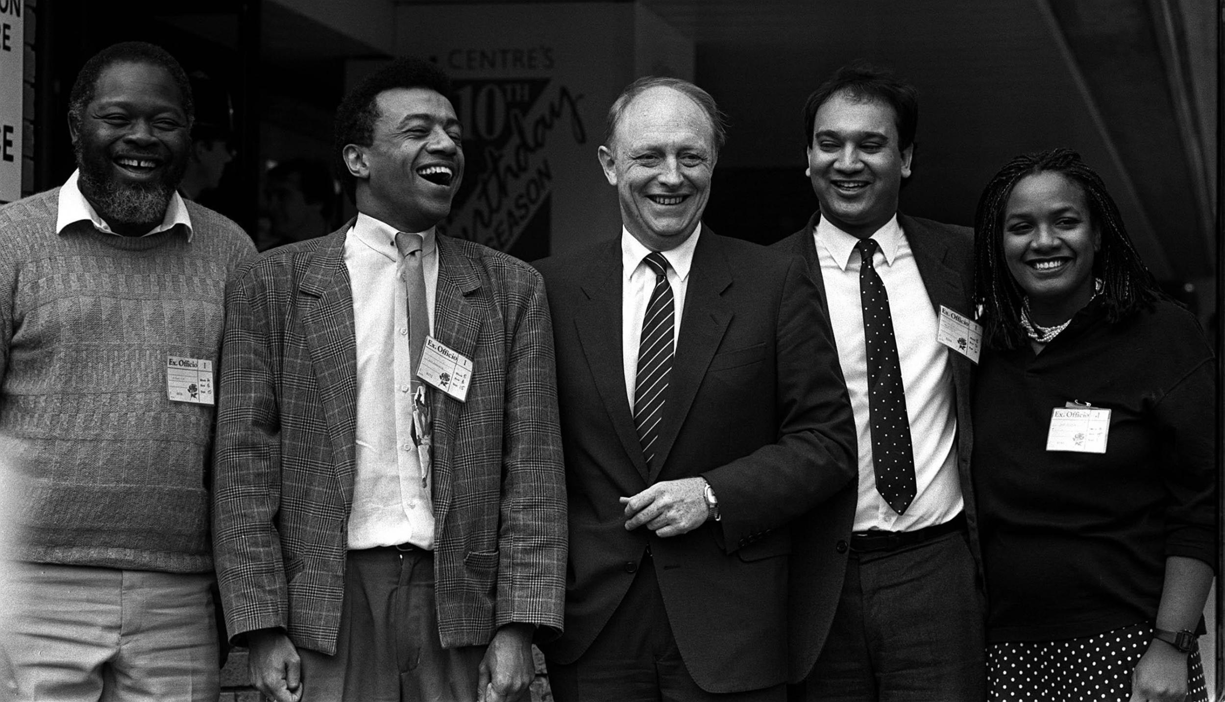 Neil Kinnock opposed the ‘black sections’ movement in the Labour Party. He is pictured with, from left, Bernie Grant, Paul Boateng, Keith Vaz and Diane Abbott in 1987
