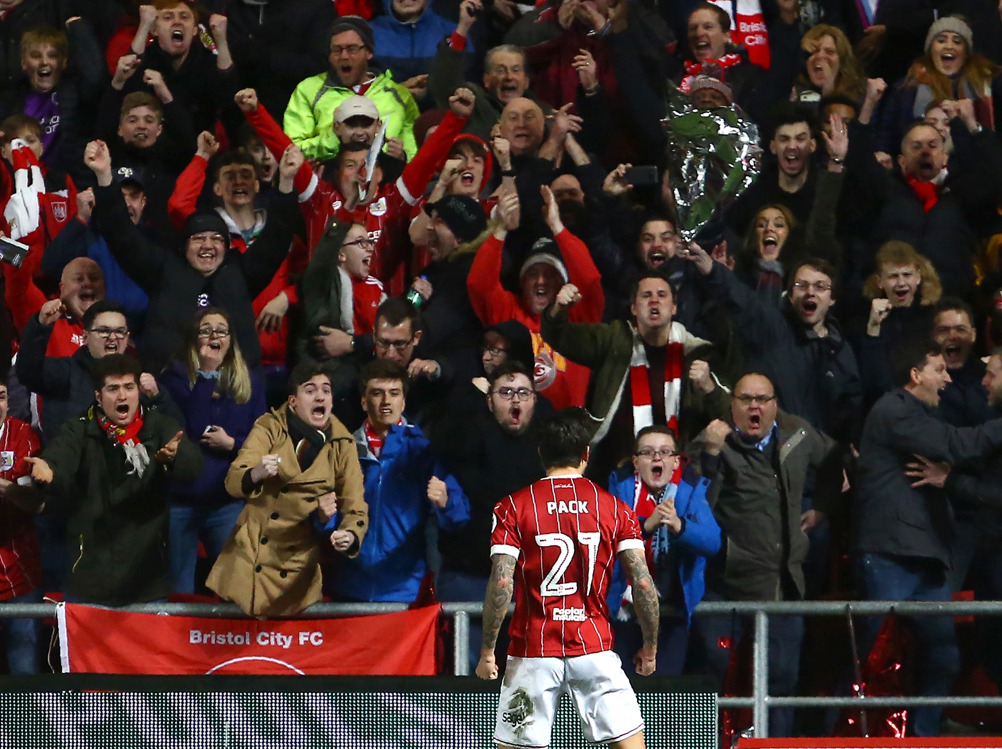 Marlon Pack celebrates after looping a header past Claudio Bravo