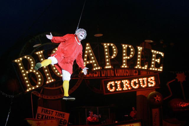 Barry Lubin, as "Grandma," performing in the Big Apple Circus in Boston, Massachusetts