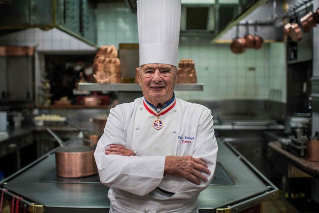 Bocuse in his kitchen at L'Auberge de Pont de Collonges, one of the world’s most venerated restaurants